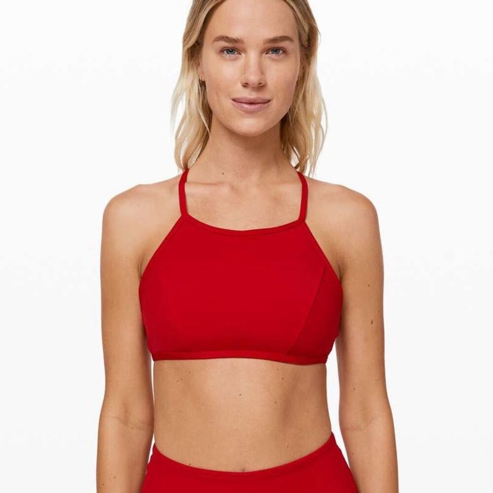 Lululemon See The Sea Swim Top Bikini Swimsuit Dark Red Size Medium